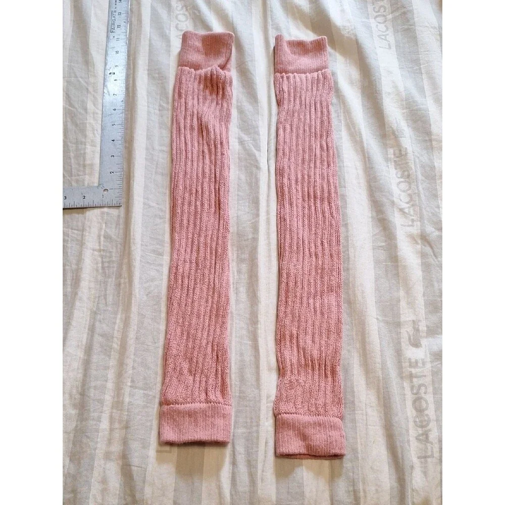 Ribbed Pink Knee-High Leg Warmers